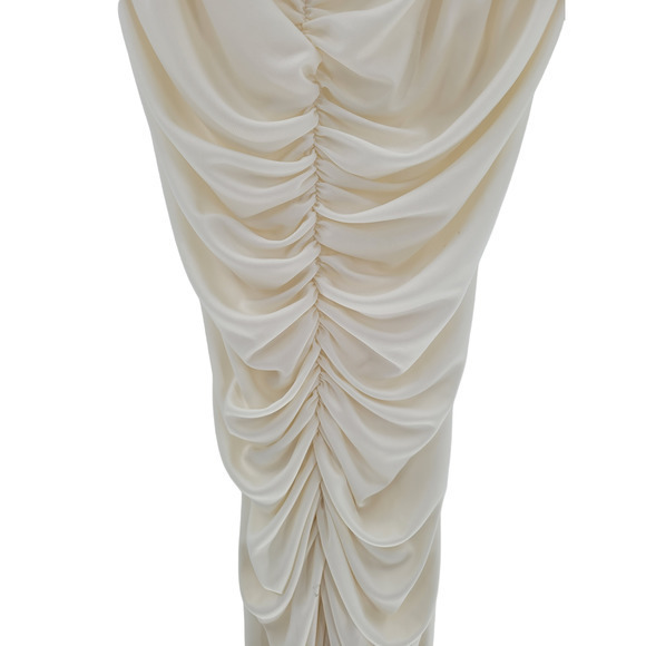 HP Vintage Nicole Gather Ruched Rhinestone Spaghetti Strap Maxi Prom Dress - Picture 6 of 13